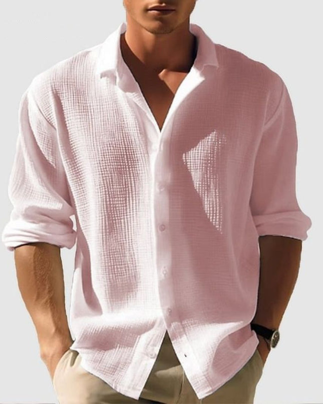 Men's Waffle Cotton Shirt – Relaxed Textured Summer Layer