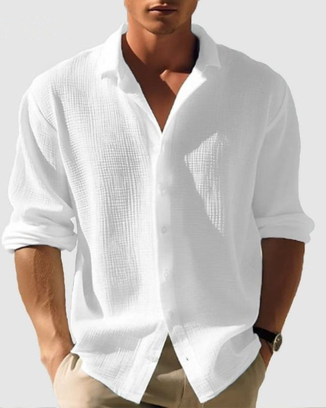 Men's Waffle Cotton Shirt – Relaxed Textured Summer Layer