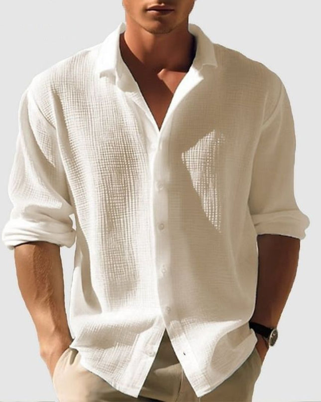 Men's Waffle Cotton Shirt – Relaxed Textured Summer Layer