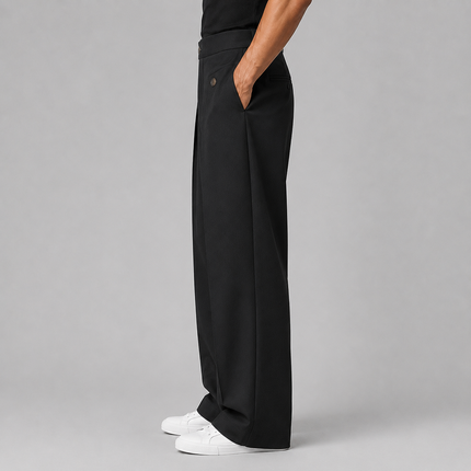 Men's Wide Leg Trousers in Tailored Cut – Double-Pleated Front