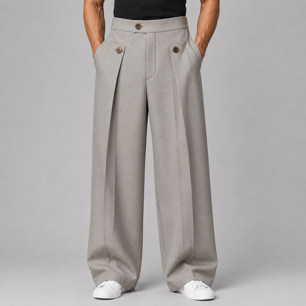 Men's Wide Leg Trousers in Tailored Cut – Double-Pleated Front