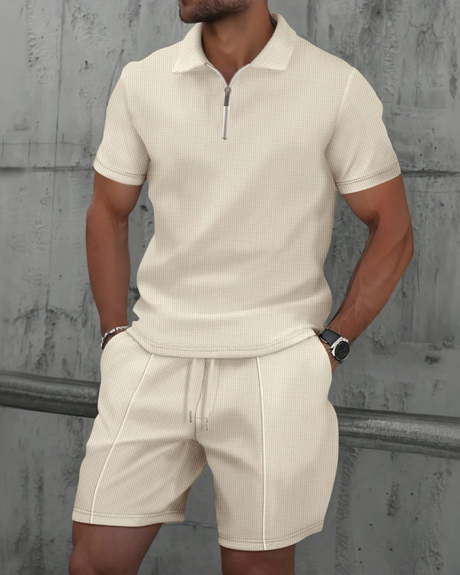 Nolan | Zip Polo Shirt and Shorts Set for Men