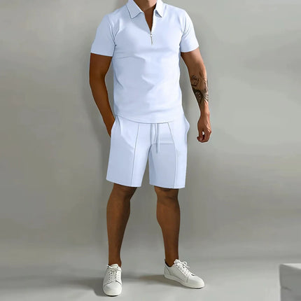 Nolan | Zip Polo Shirt and Shorts Set for Men