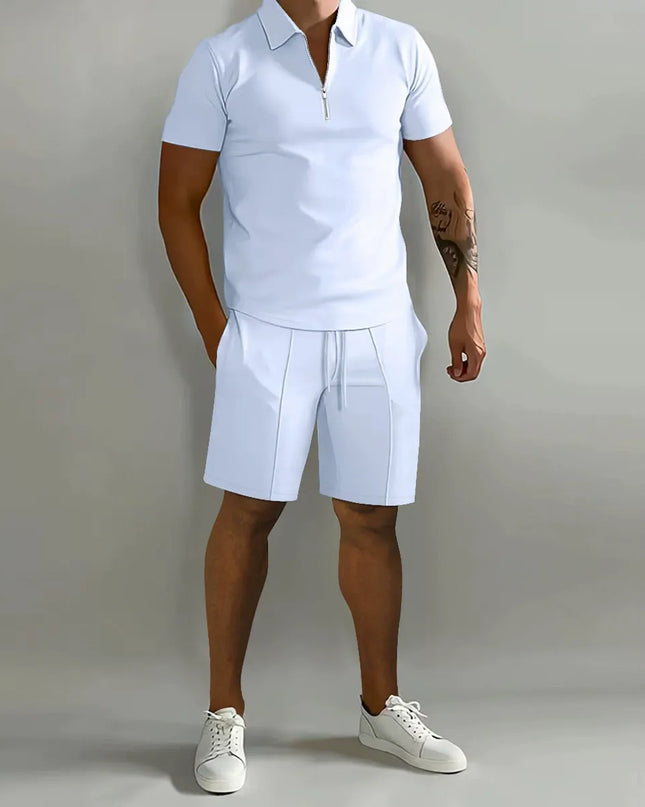 Nolan | Zip Polo Shirt and Shorts Set for Men