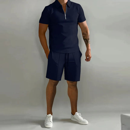 Nolan | Zip Polo Shirt and Shorts Set for Men