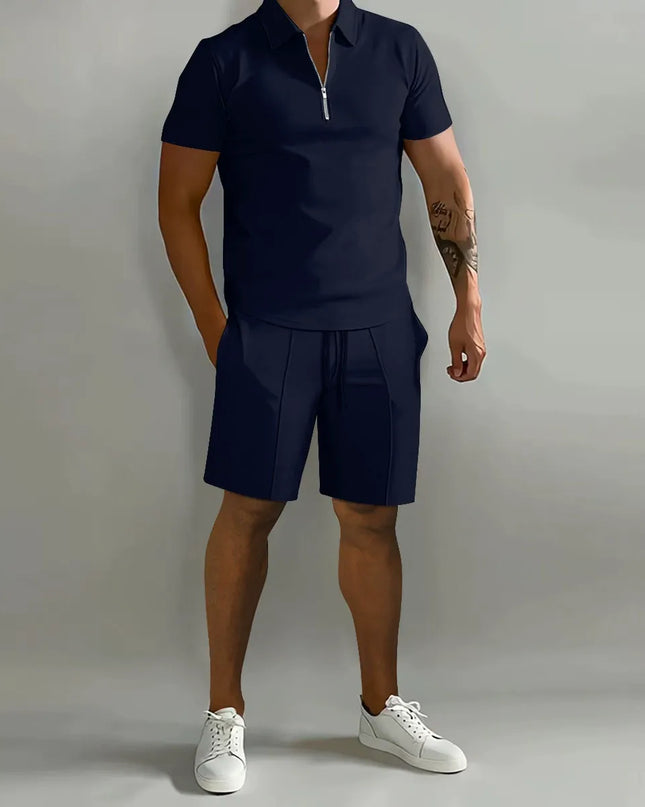 Nolan | Zip Polo Shirt and Shorts Set for Men