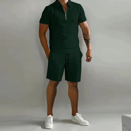 Nolan | Zip Polo Shirt and Shorts Set for Men