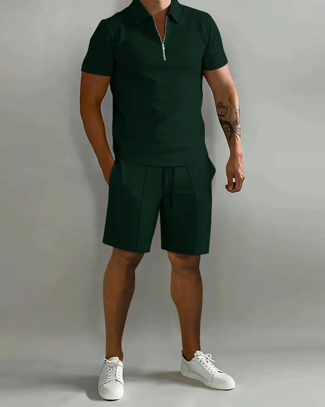 Nolan | Zip Polo Shirt and Shorts Set for Men
