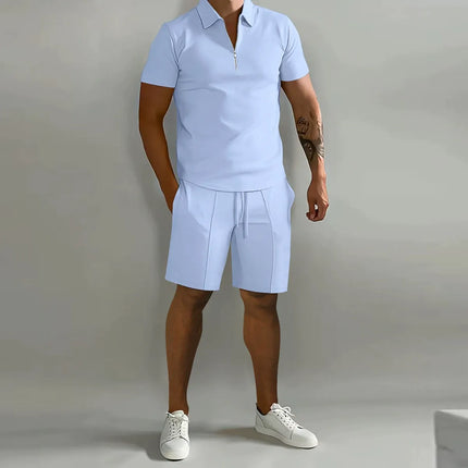 Nolan | Zip Polo Shirt and Shorts Set for Men