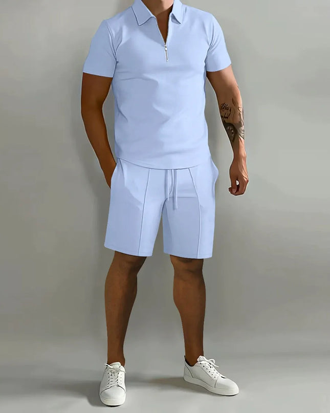 Nolan | Zip Polo Shirt and Shorts Set for Men