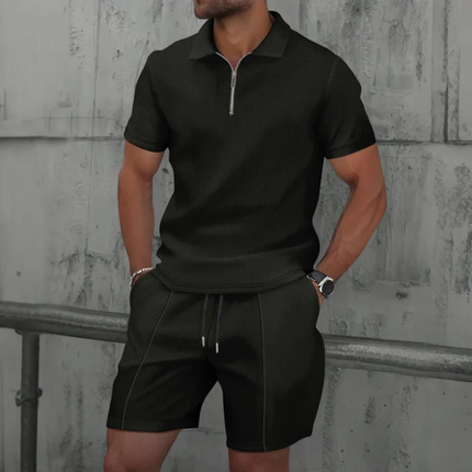 Nolan | Zip Polo Shirt and Shorts Set for Men