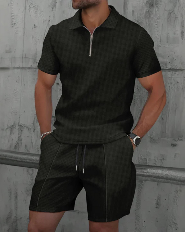 Nolan | Zip Polo Shirt and Shorts Set for Men