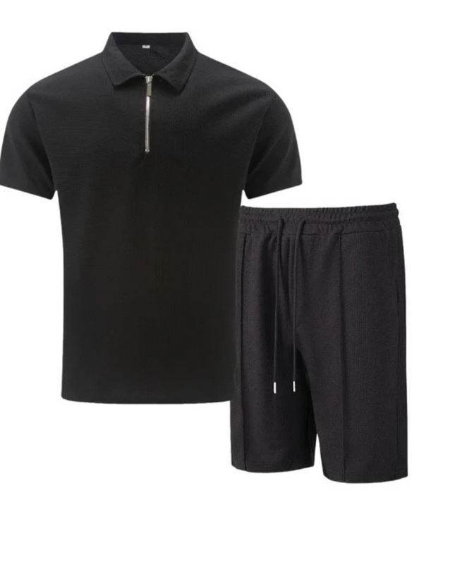 Nolan | Zip Polo Shirt and Shorts Set for Men