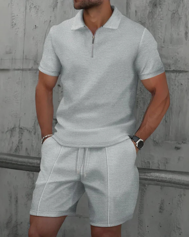Nolan | Zip Polo Shirt and Shorts Set for Men