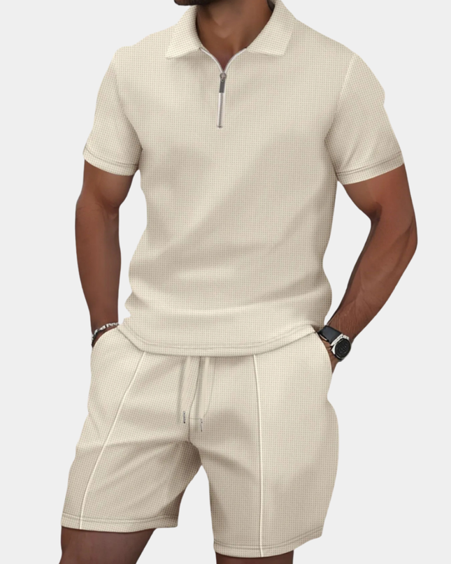 Nolan | Zip Polo Shirt and Shorts Set for Men