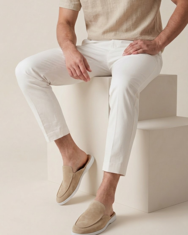 Oliver | Slip-On Open Heel Mule Loafers with Stitched Detail