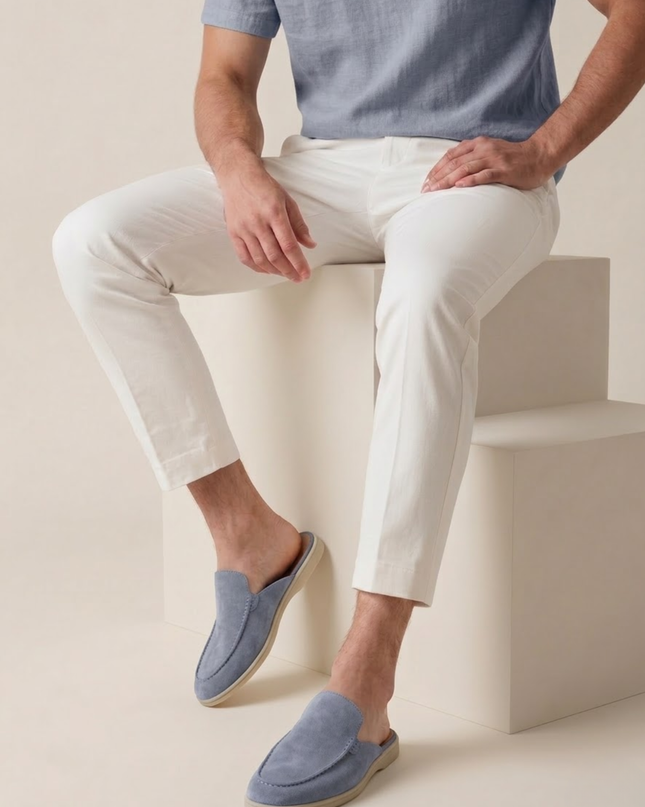 Oliver | Slip-On Open Heel Mule Loafers with Stitched Detail