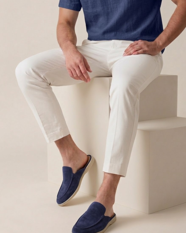 Oliver | Slip-On Open Heel Mule Loafers with Stitched Detail