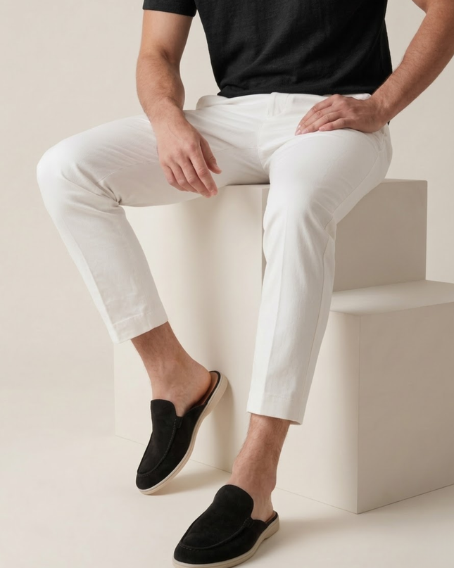Oliver | Slip-On Open Heel Mule Loafers with Stitched Detail