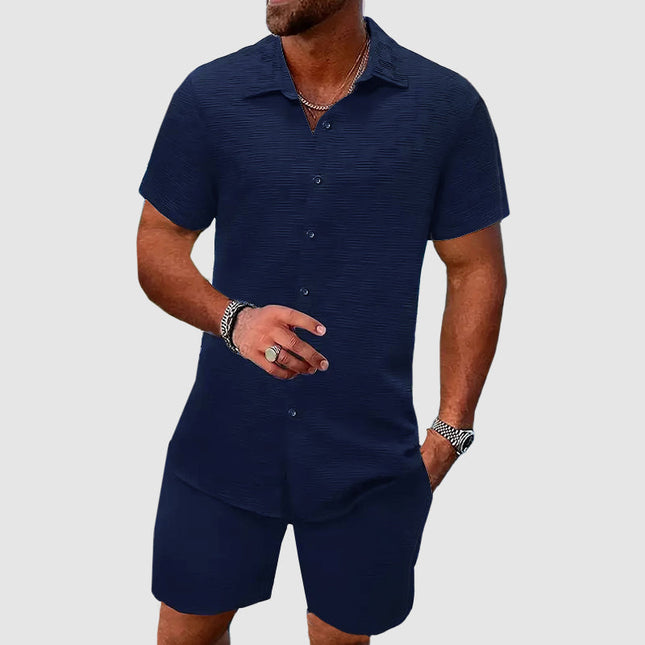 Otto | Jacquard Short Sleeve Shirt and Shorts Set