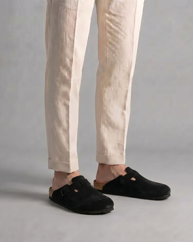 Owen | Suede Clogs with Adjustable Buckle Comfort Loafers