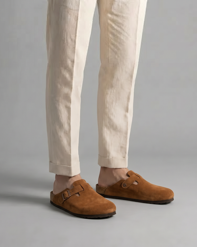 Owen | Suede Clogs with Adjustable Buckle Comfort Loafers