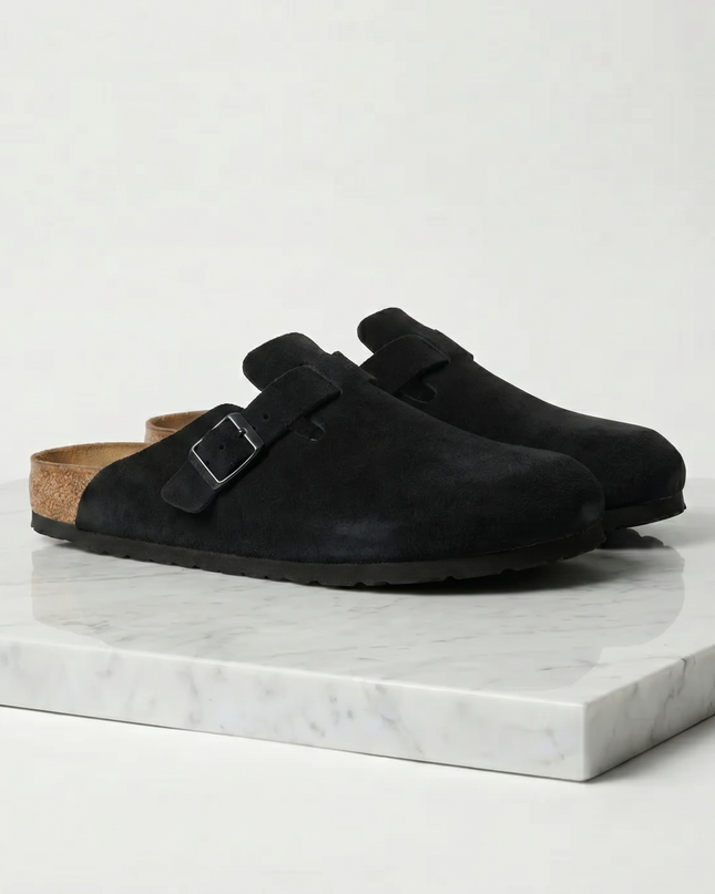 Owen | Suede Clogs with Adjustable Buckle Comfort Loafers