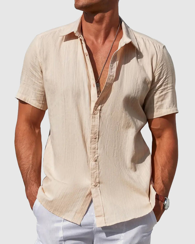Sigmund | Linen Short Sleeve Button-Up Shirt