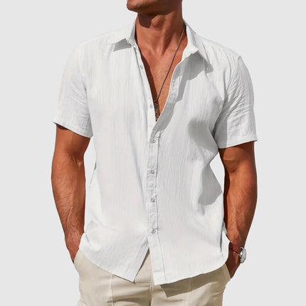 Sigmund | Linen Short Sleeve Button-Up Shirt