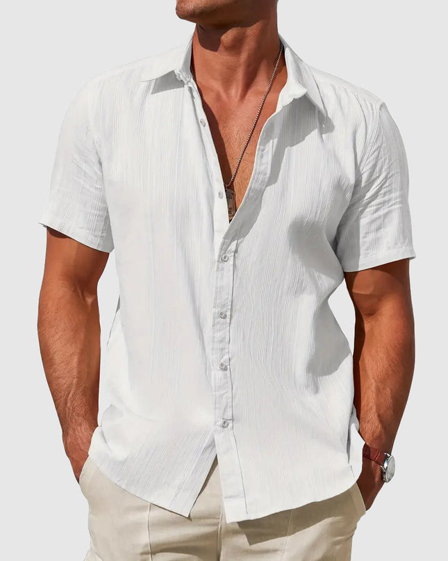 Sigmund | Linen Short Sleeve Button-Up Shirt