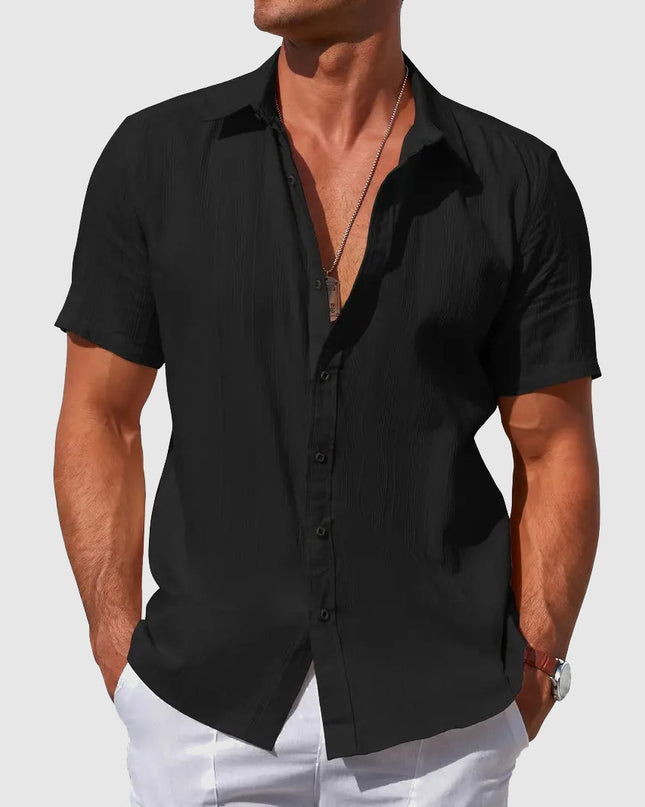 Sigmund | Linen Short Sleeve Button-Up Shirt