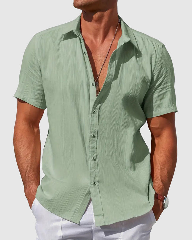 Sigmund | Linen Short Sleeve Button-Up Shirt