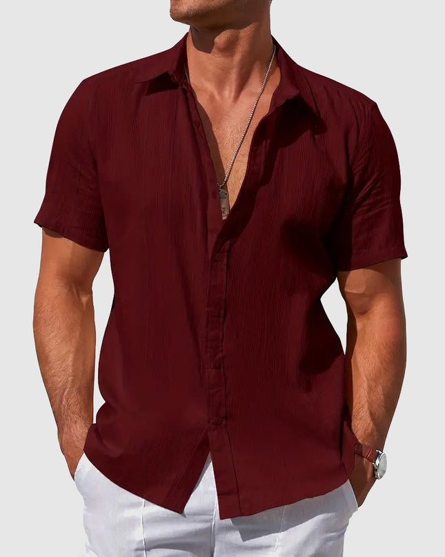 Sigmund | Linen Short Sleeve Button-Up Shirt