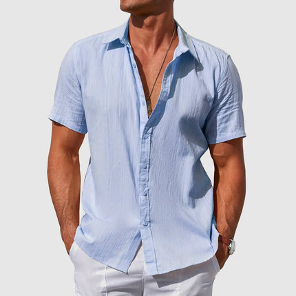 Sigmund | Linen Short Sleeve Button-Up Shirt
