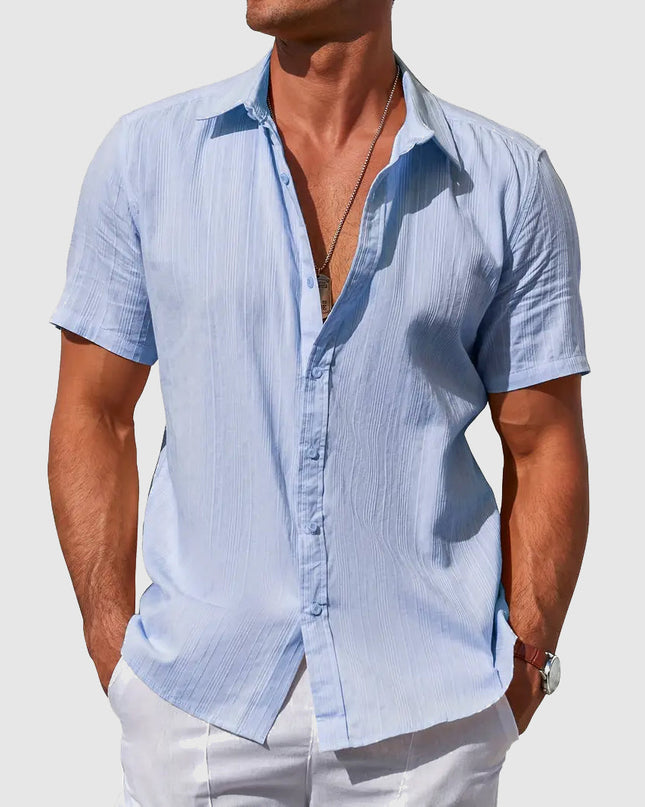 Sigmund | Linen Short Sleeve Button-Up Shirt