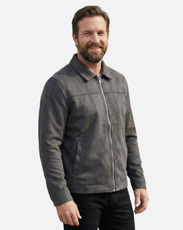 Sterling | Suede-Style Zip-Up Transitional Jacket