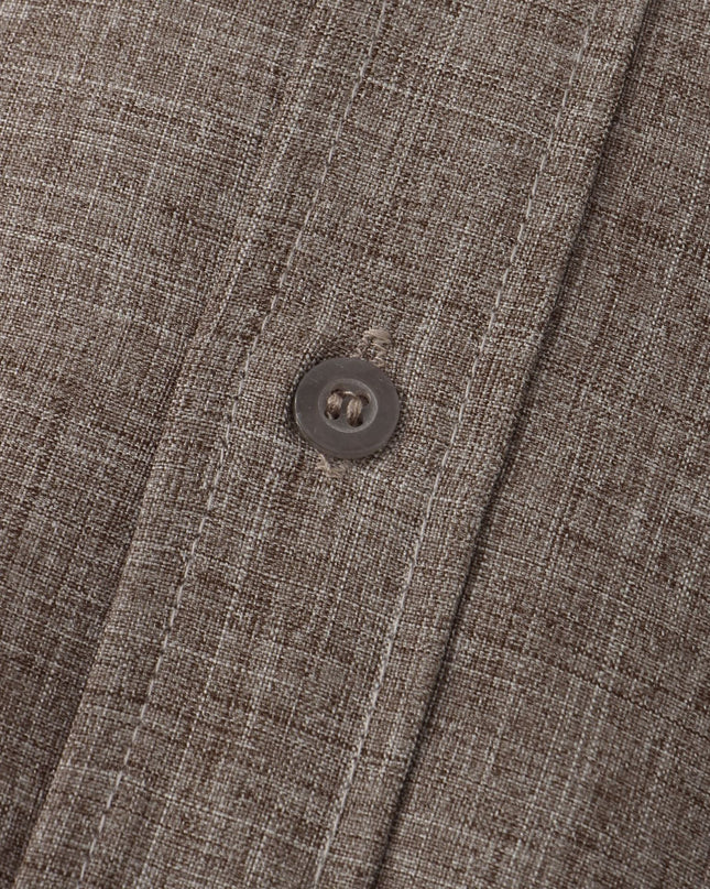 Tristan | Linen-Blend Short Sleeve Band Collar Shirt