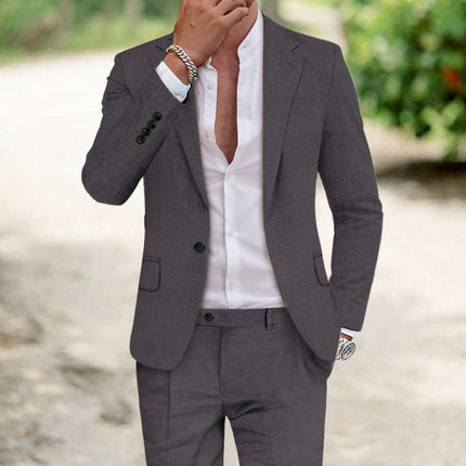 Victor | Textured Slim Fit Two-Piece Suit for Men