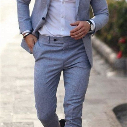 Victor | Textured Slim Fit Two-Piece Suit for Men