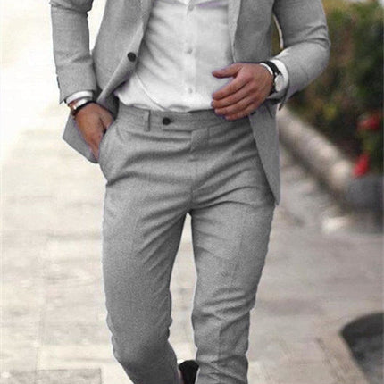 Victor | Textured Slim Fit Two-Piece Suit for Men