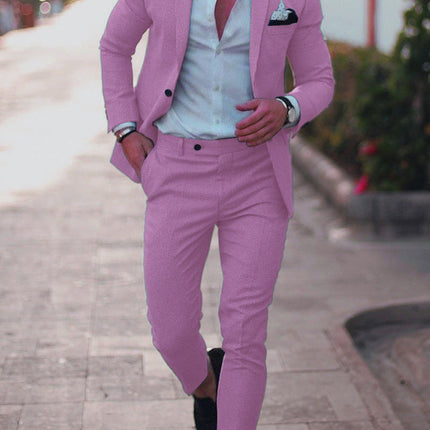 Victor | Textured Slim Fit Two-Piece Suit for Men