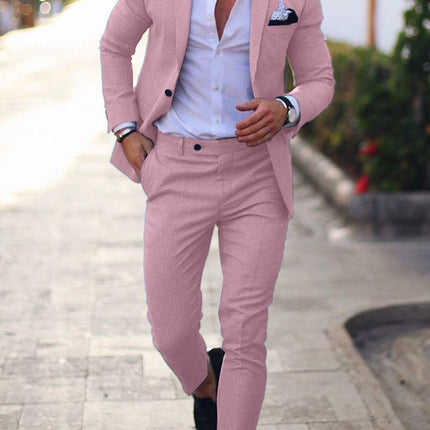 Victor | Textured Slim Fit Two-Piece Suit for Men