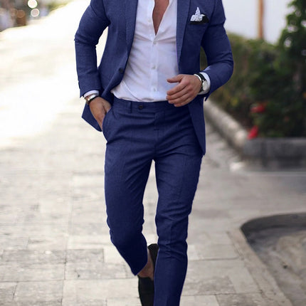 Victor | Textured Slim Fit Two-Piece Suit for Men