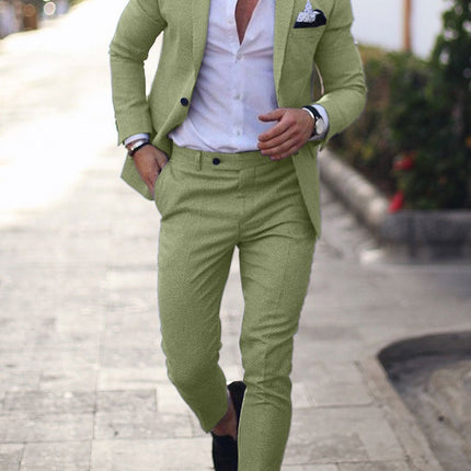 Victor | Textured Slim Fit Two-Piece Suit for Men