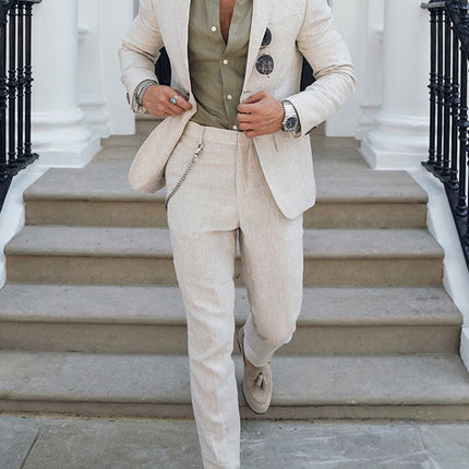 Victor | Textured Slim Fit Two-Piece Suit for Men